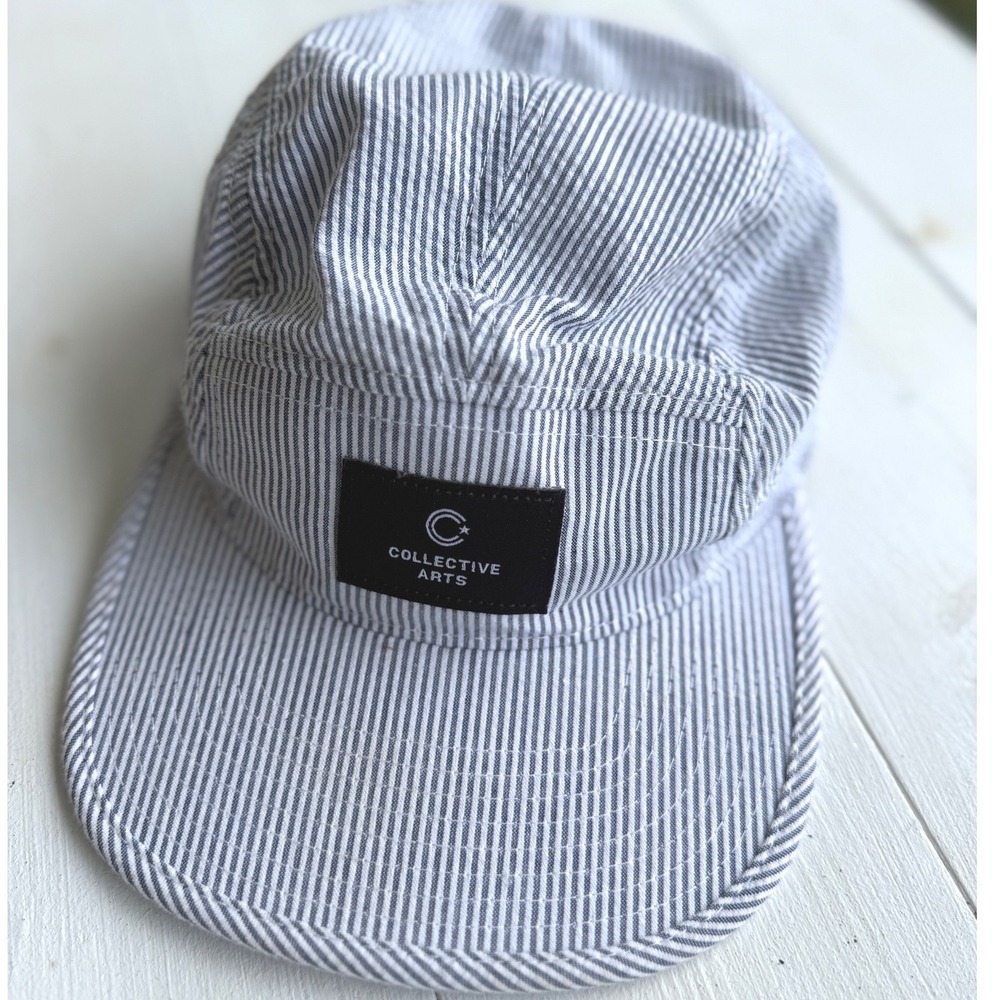 Collective Arts Brewing Striped 5 Panel Camper Hat C19/PREM Blue White